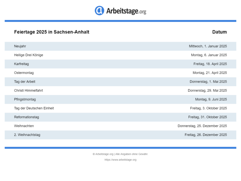 feiertage 2025 sachsen anhalt