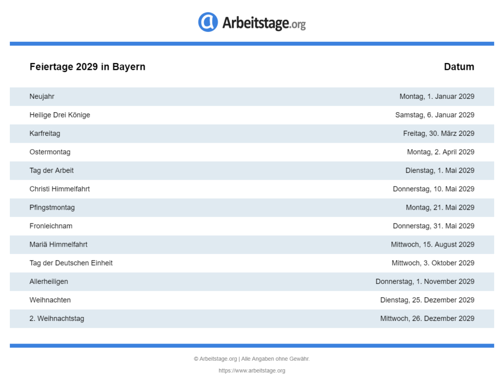 Arbeitstage 2020 Bayern