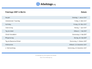 Feiertage 2097 Berlin