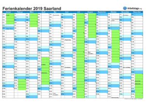 Ferienkalender Saarland 2019