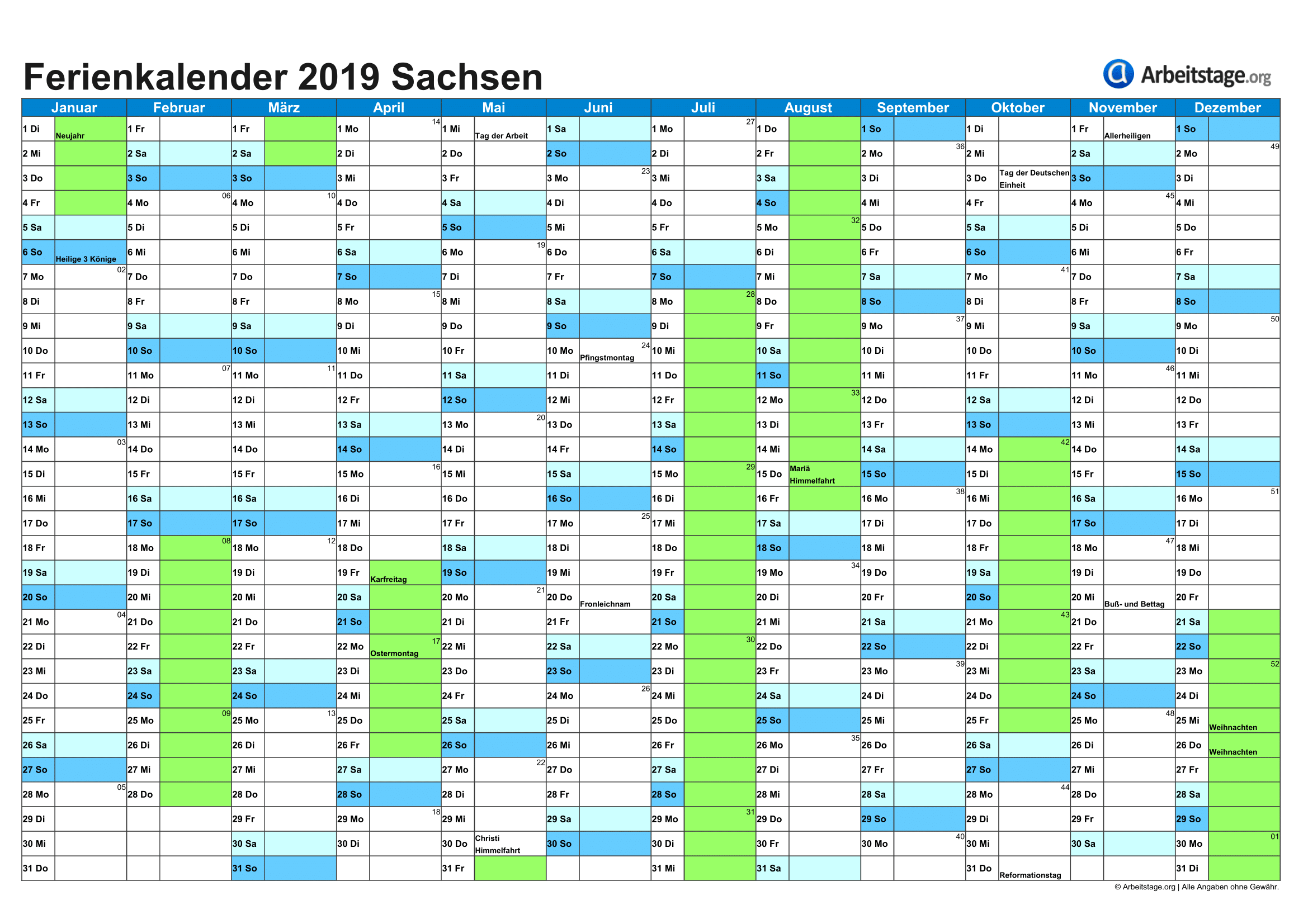 Ferien in Sachsen 2019, 2020 • Termine & Infos
