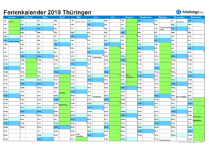 Ferienkalender Thüringen 2019