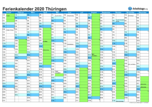 Ferienkalender Thüringen 2020