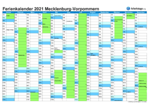 Ferienkalender Mecklenburg-Vorpommern 2021